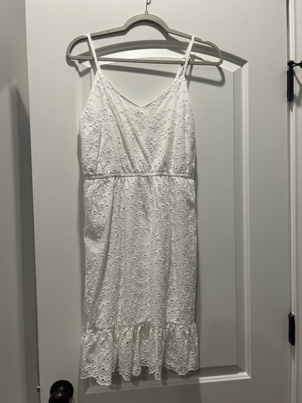 Women’s White Eyelet Spaghetti Strap Dress